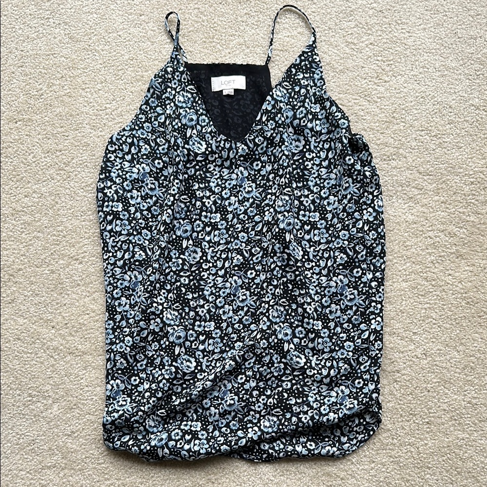 LOFT Women's Black Floral Top, Size S